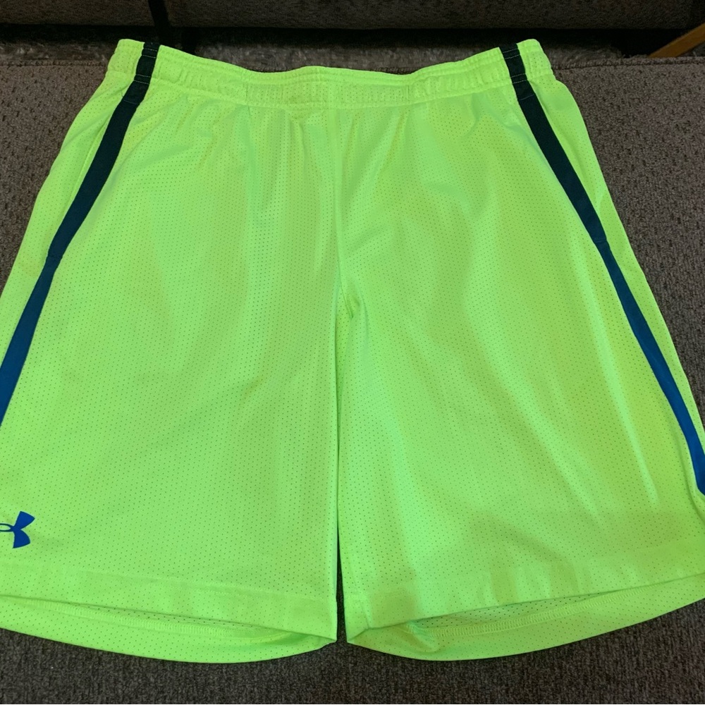 Under Armour Green and Blue Athletic Shorts Lightweight Moisture-Wicking
